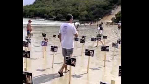 Memorial at Ponta Negra beach for some Brazilians who died after taking the deadly COVID vaccine