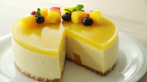 Easy No Bake Mango Cheesecake