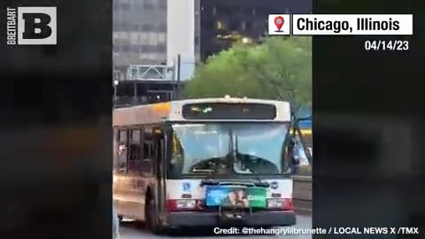 Chicago, Illinois, a group of youths jumping on a car, then running across traffic