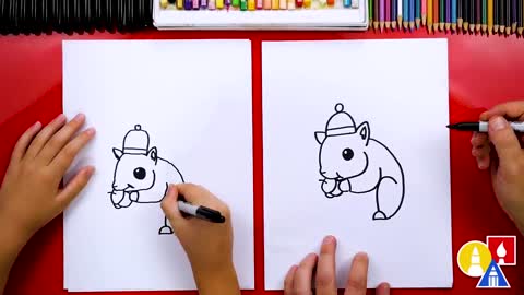 How To Draw A Cute Fall Squirrel Cartoon