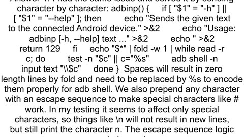 ADB SHELL INPUT TEXT Missing characters in result