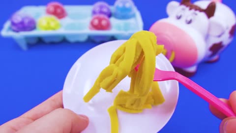 Satisfying Video l Make Playdoh Noodles from Beads Ball With Cows Machine Cutting ASMR #2