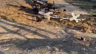 Stranded Truck Slammed By Freight Train