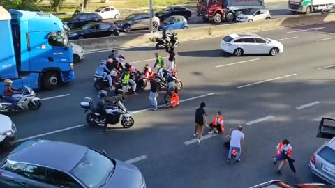 Climate activists tried to block a highway in Portugal. Drivers quickly ended it.