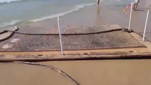 Here are parts of the newly installed floating pier in Gaza, in Tel Aviv