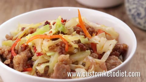 Keto Chili blackbean pork cabbage stir fry