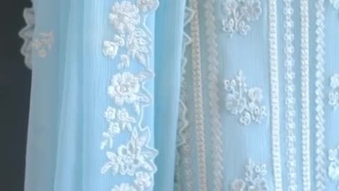 Azure Semi Pure chiffon embroidered