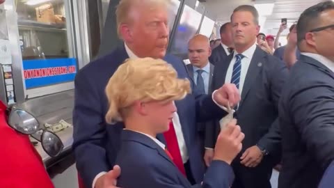 President Trump has a laugh with a boy who dressed up to meet him!