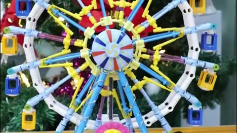 ZKZC City Friends MOC Rotating Ferris Wheel Building Blocks Electric Bricks with Light Toys for