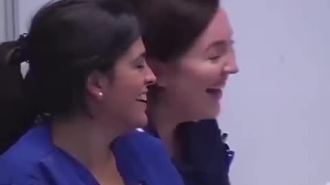 They are not laughing at her ,they are laughing with her