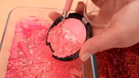 Pink vs Red - Mixing Makeup Eyeshadow Into Slime ASMR