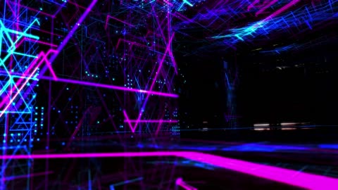 Flashing neon lights, 3D world