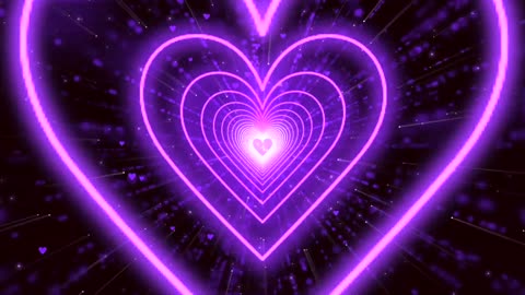 183. Purple Heart Background💜Neon Lights Love Heart Tunnel