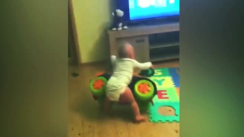 How the child turned over with the toy, kids funny videos,bebies funny videos