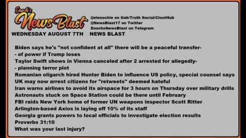 Wednesday August 7, 2024 News Blast