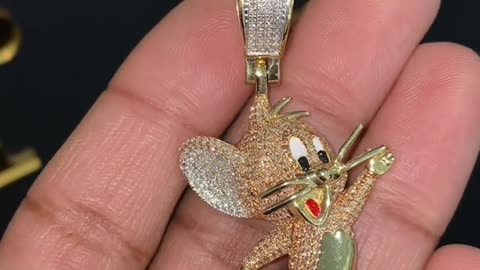 Natural Diamond & Solid Gold "Tom & Jerry" Jerry Pendant