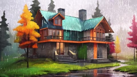 4k "Serenity in the Woods: Rainy Retreats with Cozy Forest Dwellings and Soothing Melodies"