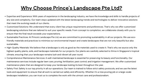 Leading Landscape Contractor for Stunning Greens in Singapore By Prince's Landscape Pte Ltd