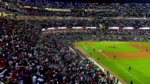 TRUMP JOINS BRAVES FANS IN THE TOMAHAWK CHOP