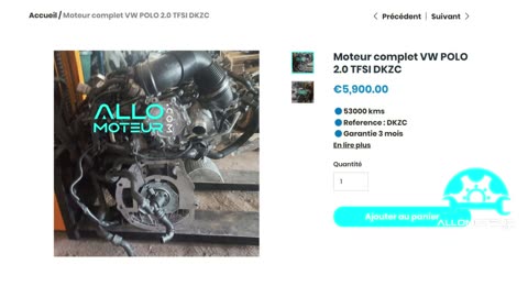 ALLOMOTEUR.COM - Moteur complet VW POLO 2.0 TFSI DKZC