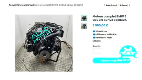 ALLOMOTEUR.COM - Moteur complet BMW 5 G30 3.0 xDrive B58B30A