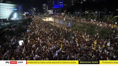 More than 300,000 protesters join demonstration in Tel Aviv to call for a ceasefire