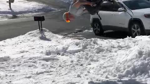 Skier Back Flips in the Front Yard