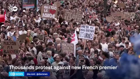 Tens of thousands rally after French President Macron picks a center-right Prime Minister | DW News