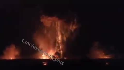 Russian Ammunition Site Attacked by attacked by Ukrainian drones results in Massive Explosion