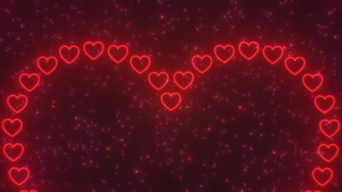 1097. Infinite Zoom Into Love Heart Fractal Shape Glowing Bright Red Neon