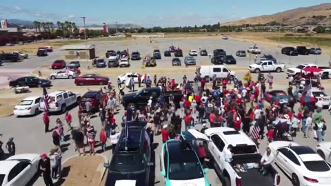 Aerial footage from the Statewide California Trump Train Northern