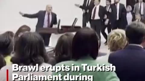 🚨 Turkish politicians get into bloody brawl in parliament after fight erupts over jailed MP.