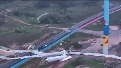 Giant Turbines Knocked Down By Typhoon Yagi In Mulan Bay, Wenchang City, Hainan Province, China