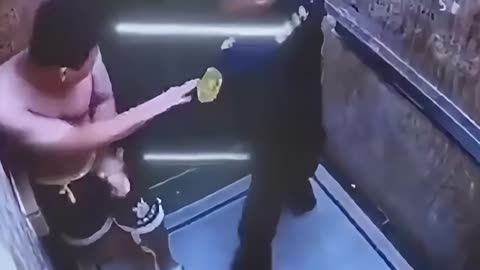 China: A predator is taken out by a cop in an elevator