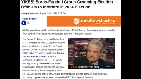 CTCL & Soros Group CDT Grooming Election Officials to Interfere in 2024 Election