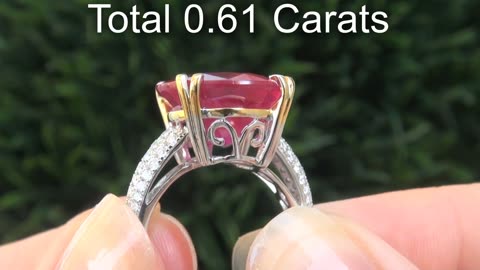 Natural Burma Ruby 17 ct and diamond gold ring