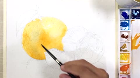 Use watercolor to paint orange peel