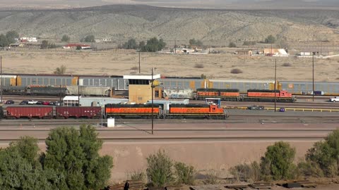 Tehachapi Trains at Rowen 1of 2 (w helicopter)