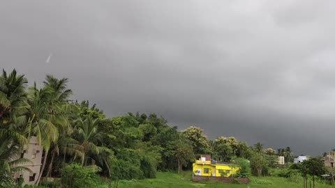 beauty of village with rain