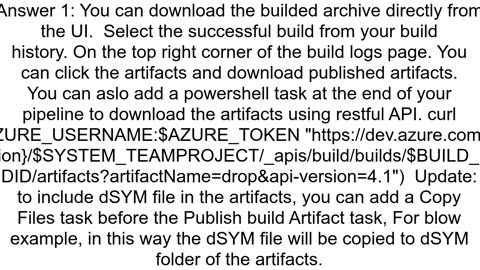 How to download iOS app archive from Azure DevOps