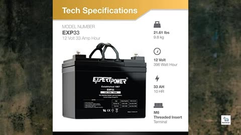 ExpertPower 12v 33ah Rechargeable Deep Cycle Battery [EXP1233]