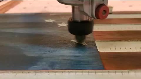 CNC carvings stars in the union of one of the flags that I make.