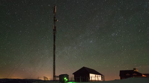 Starry sky and communications antenna, time-lapse