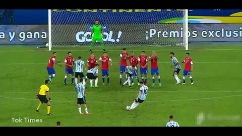 Lionel Messi Free Kick Goal Vs Chile Copa America Argentina Vs Chile 1-1 2021..!