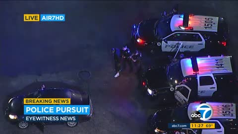 Massive Nighttime Police Pursuit In Los Angeles