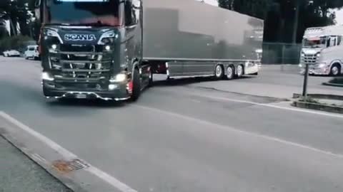 Large truck driving