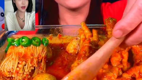 SPICY MEATBALL CHICKEN FEET ENOKI MASSIVE #eating #food #cooking #reels #trend #fyp #asmr (7)