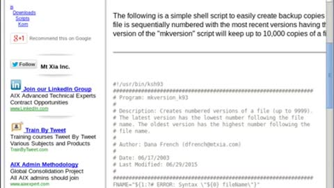 mkversion - A Shell Script to create sequentially numbered versions of a file