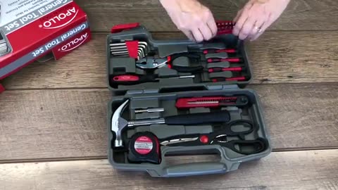 Household Tool Set in Toolbox for Everyday Home