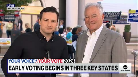 Sen. Tim Kaine at the polls as early in-person voting begins in 3 key states